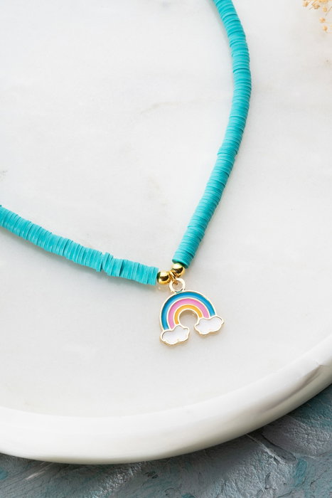 Heliophilia Silver Collar KL-0865 Multicolor con Colgantes Arco Iris y Piedra
